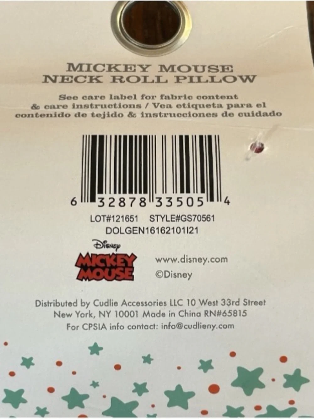 Disney Baby Toddler Kid Mickey Mouse Neck Roll Travel Pillow, 9” Plush Soft New